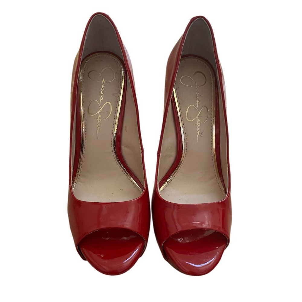 Jessica Simpson Bold Red Peep Toe Heels
